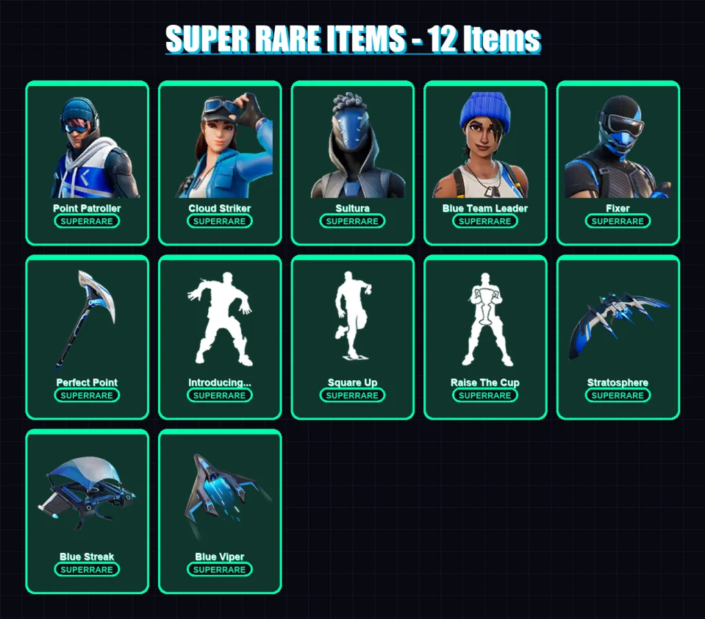 [PC/XBOX/PSN] | Point Patroller | Cloud Striker | Sultura | Blue Team Leader | Fixer | 23 skin | 30 pickaxe | 17 emote | 29 glider | Lv270