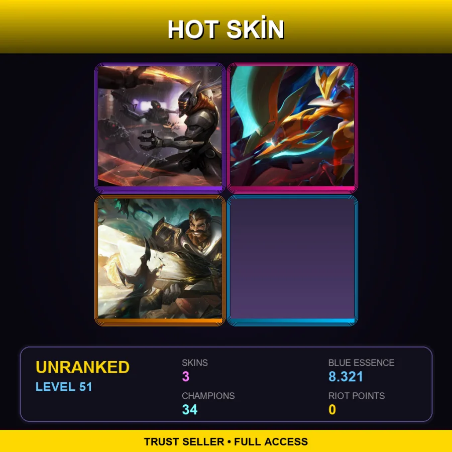 EUW | Lv51 | Unranked | 3 Skin | 34 Champ — Sentinel Graves