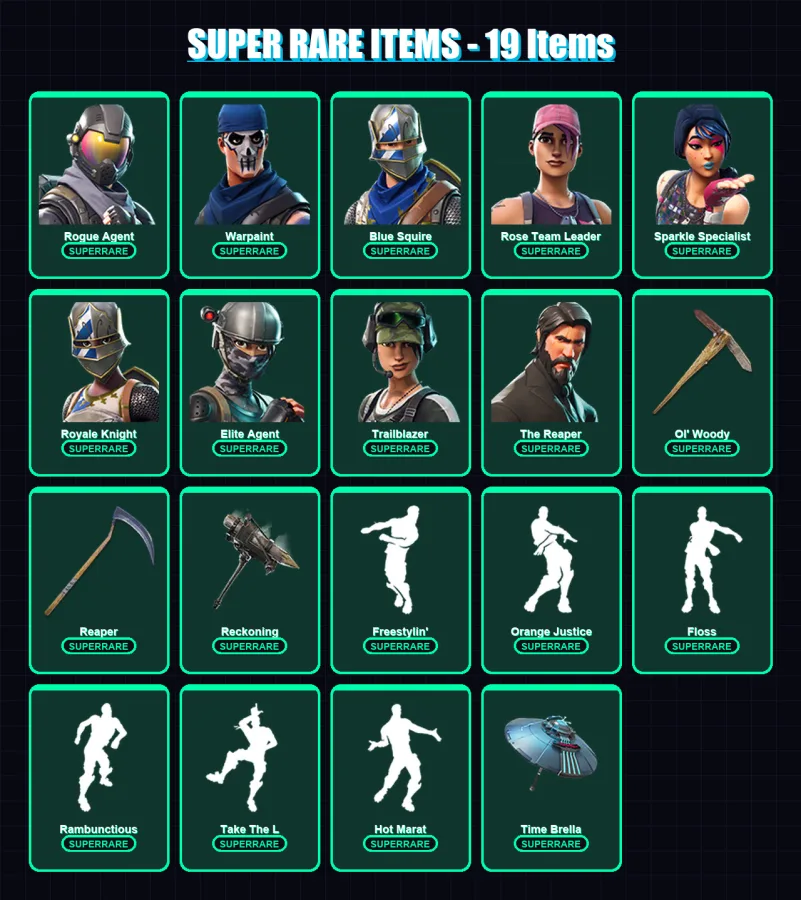 [PC/XBOX/PSN] | Rogue Agent | Warpaint | Blue Squire | Rose Team Leader | Sparkle Specialist | 73 skin | 59 pickaxe | 72 emote | 58 glider | Lv779