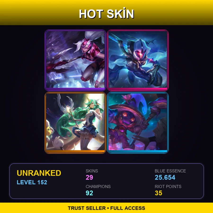 LAN | Lv152 | Unranked | 29 Skin | 92 Champ