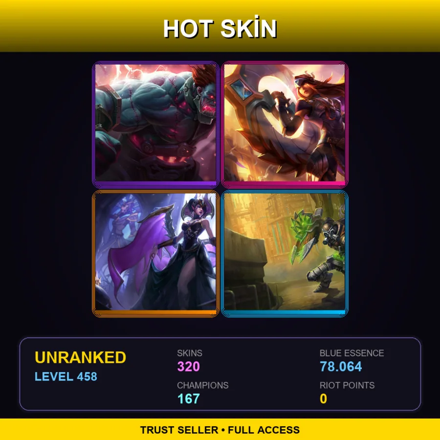 SG | Lv458 | Unranked | 320 Skin | 167 Champ