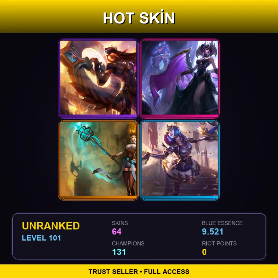 SG | Lv101 | Unranked | 64 Skin | 131 Champ — LoL account