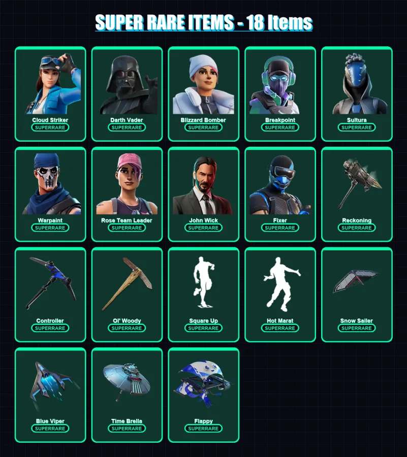 [PC/XBOX] | Cloud Striker | Darth Vader | Blizzard Bomber | Breakpoint | Sultura | 121 skin | 135 pickaxe | 106 emote | 125 glider | Lv1772