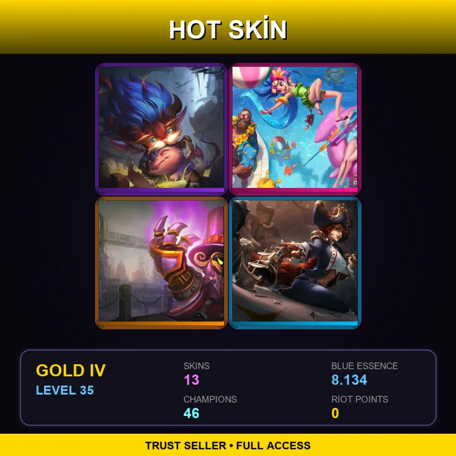 NA | Lv35 | Gold IV | 13 Skin | 46 Champ