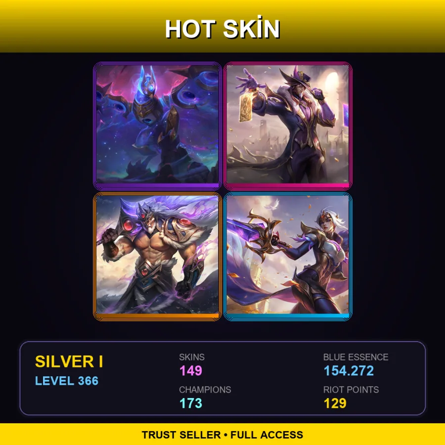 EUW | Cosmic Flight Anivia | Victorious Twisted Fate | Victorious Tryndamere | Victorious Fiora | 149 Skin | 173 Champ | Silver I | Lv366