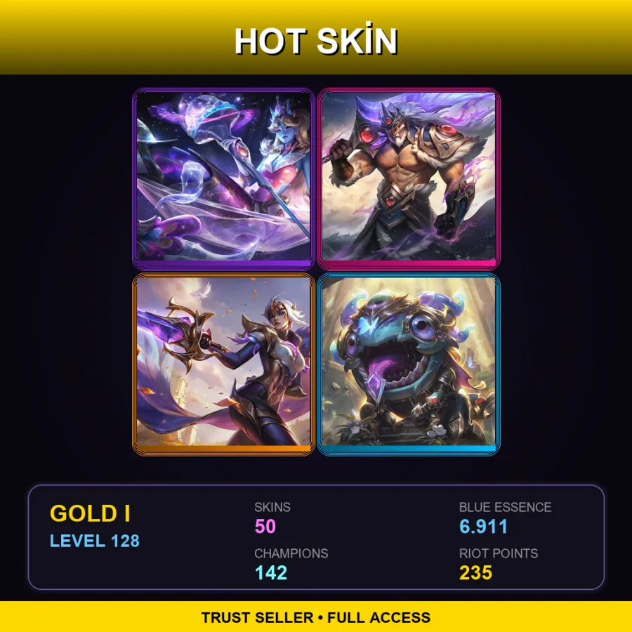 EUNE | Lv128 | Gold I | 50 Skin | 142 Champ