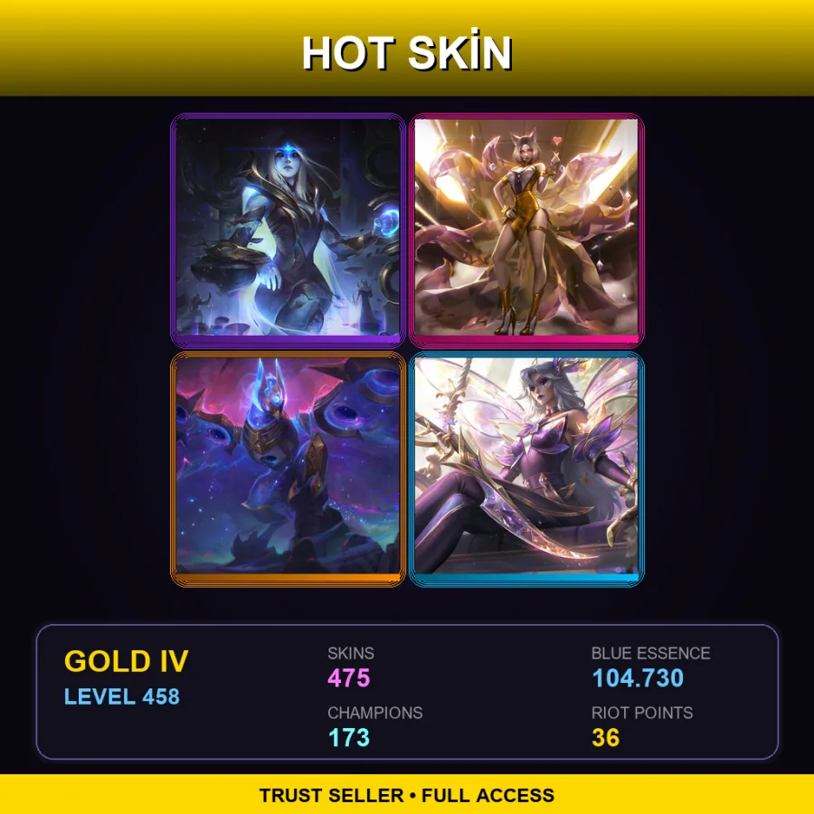 EUW | Lv458 | Gold IV | 475 Skin | 173 Champ