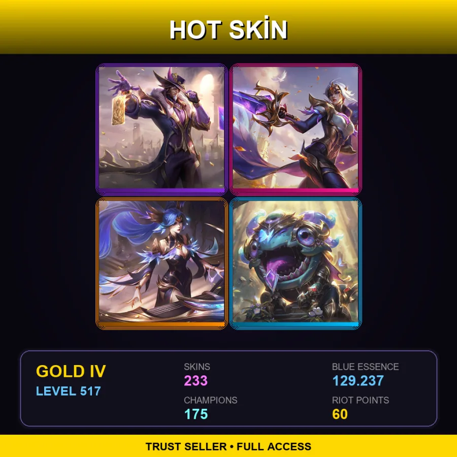 LAN | Lv517 | Gold IV | 233 Skin | 175 Champ