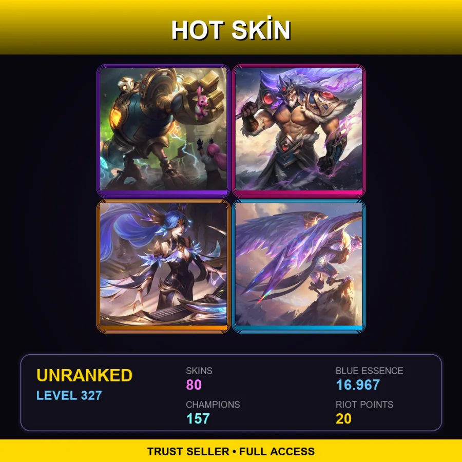 EUNE | Lv327 | Unranked | 80 Skin | 157 Champ