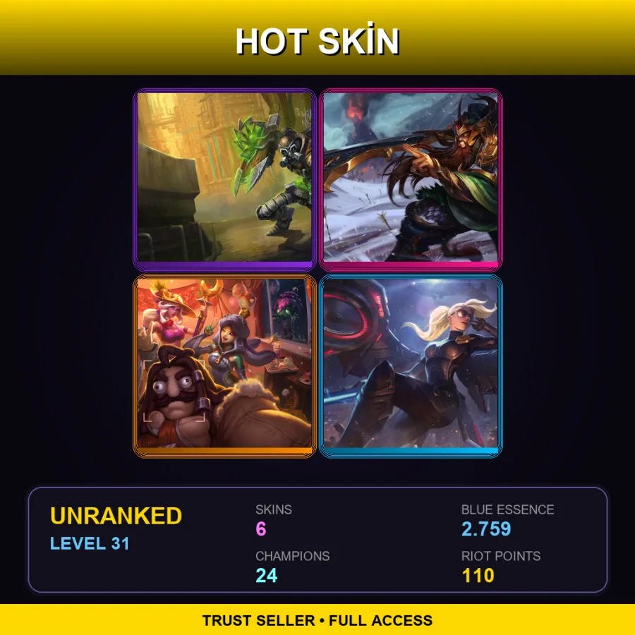 EUW | Lv31 | Unranked | 6 Skin | 24 Champ
