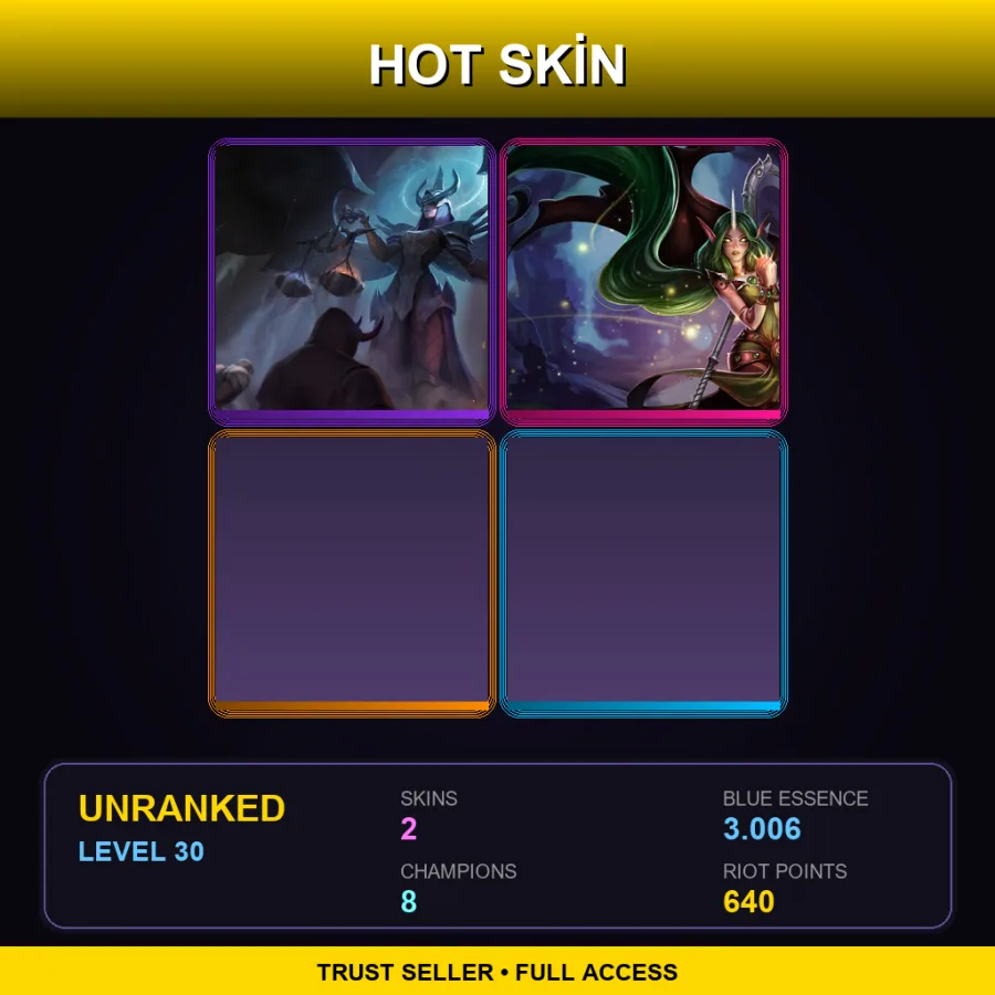 EUW | Lv30 | Unranked | 2 Skin | 8 Champ