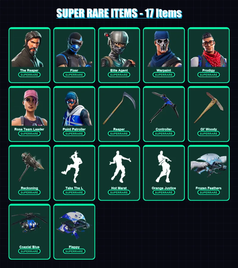 [PS4/PS5/PC] | The Reaper | Fixer | Elite Agent | Warpaint | Prodigy | 61 skin | 66 pickaxe | 61 emote | 73 glider | Lv1054