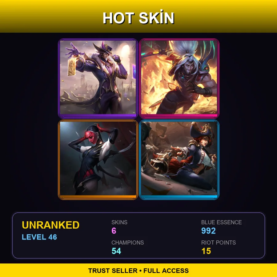 TR | Lv46 | Unranked | 6 Skin | 54 Champ — Odyssey Yasuo