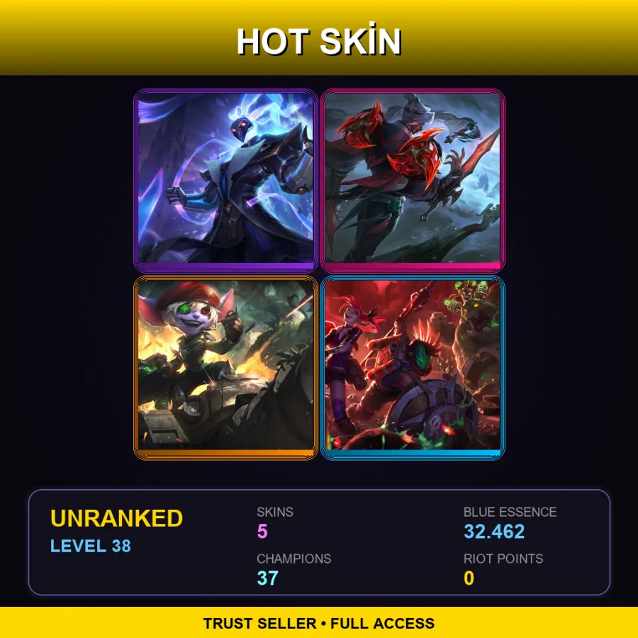 SG | Lv38 | Unranked | 5 Skin | 37 Champ