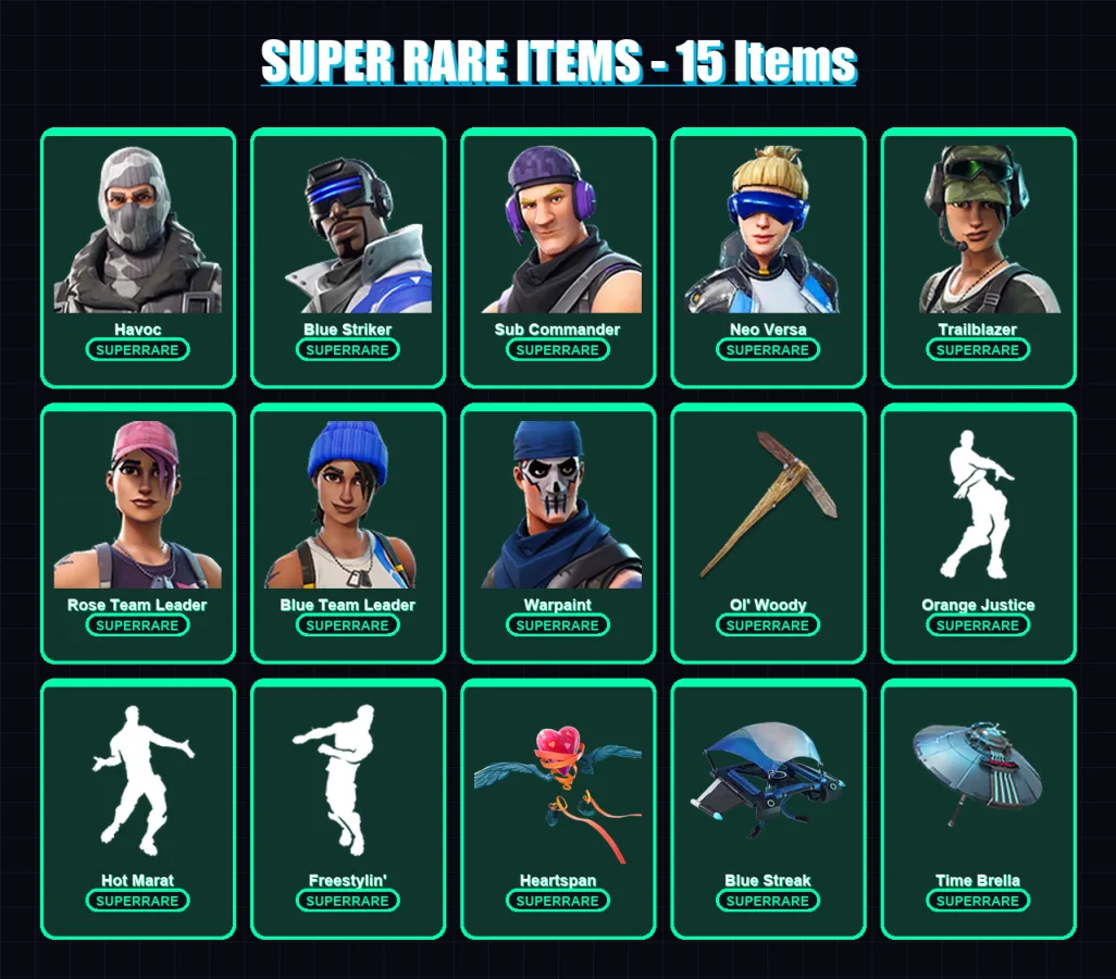 [PC/XBOX] | Havoc | Blue Striker | Sub Commander | Neo Versa | Trailblazer | 124 skin | 123 pickaxe | 113 emote | 122 glider | Lv1956 — Fortnite account