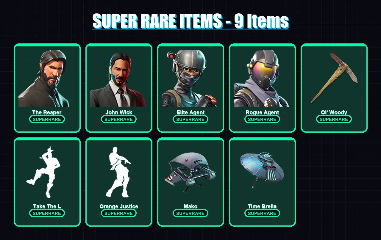 [PC/PSN] | The Reaper | John Wick | Elite Agent | Rogue Agent | Dark Voyager | 27 skin | 34 pickaxe | 36 emote | 42 glider | Lv697