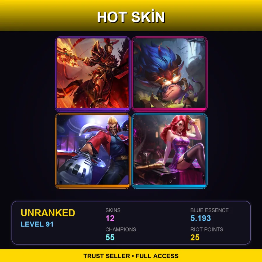 EUNE | Lv91 | Unranked | 12 Skin | 55 Champ