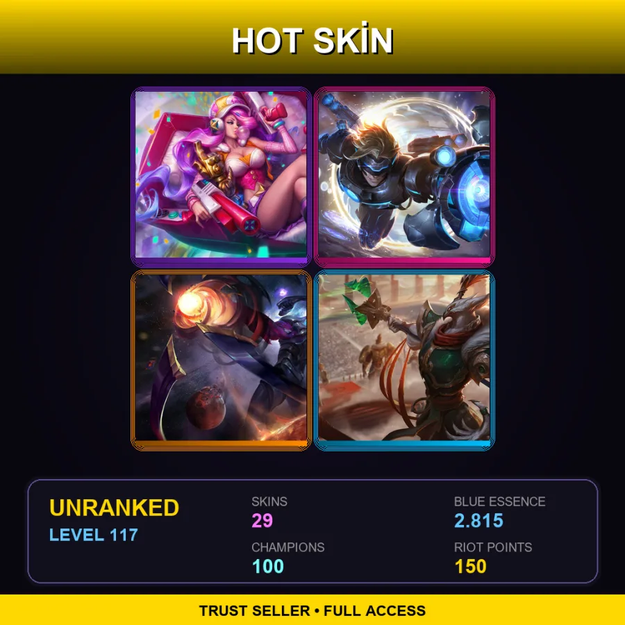 NA | Lv117 | Unranked | 29 Skin | 100 Champ
