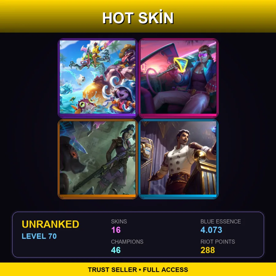 EUNE | Lv70 | Unranked | 16 Skin | 46 Champ