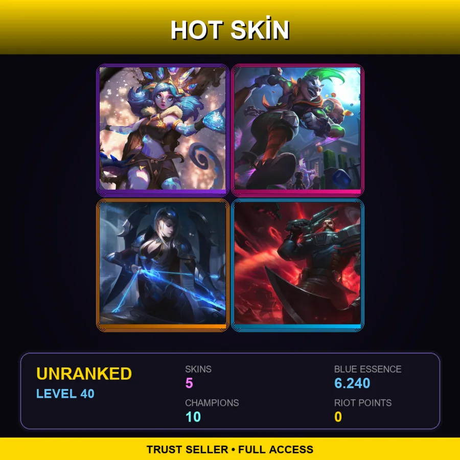 EUW | Lv40 | Unranked | 5 Skin | 10 Champ — LoL account