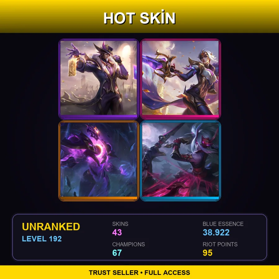 NA | Lv192 | Unranked | 43 Skin | 67 Champ — Heartseeker Yuumi