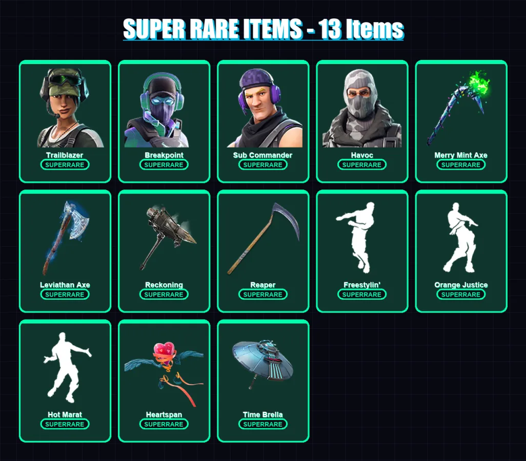 [PC] | Trailblazer | Breakpoint | Sub Commander | Havoc | Ragnarok | 127 skin | 134 pickaxe | 126 emote | 140 glider | Lv2642 — Fortnite account