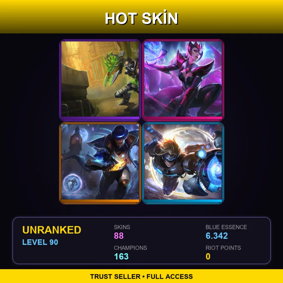 SG | Lv90 | Unranked | 88 Skin | 163 Champ