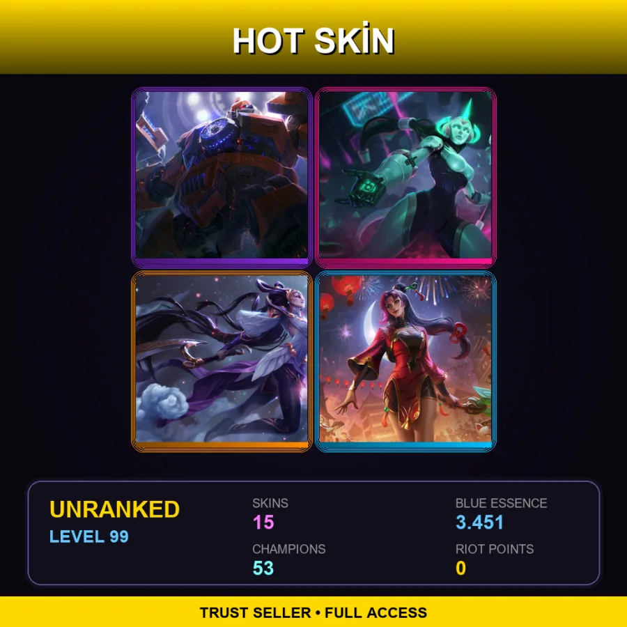 VN | Lv99 | Unranked | 15 Skin | 53 Champ