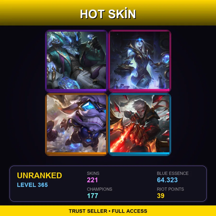 VN | Lv365 | Unranked | 221 Skin | 177 Champ — Pulsefire Thresh