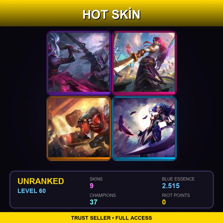 TR | Lv60 | Unranked | 9 Skin | 37 Champ