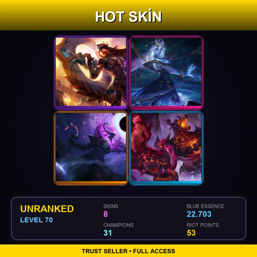 EUNE | Lv70 | Unranked | 8 Skin | 31 Champ