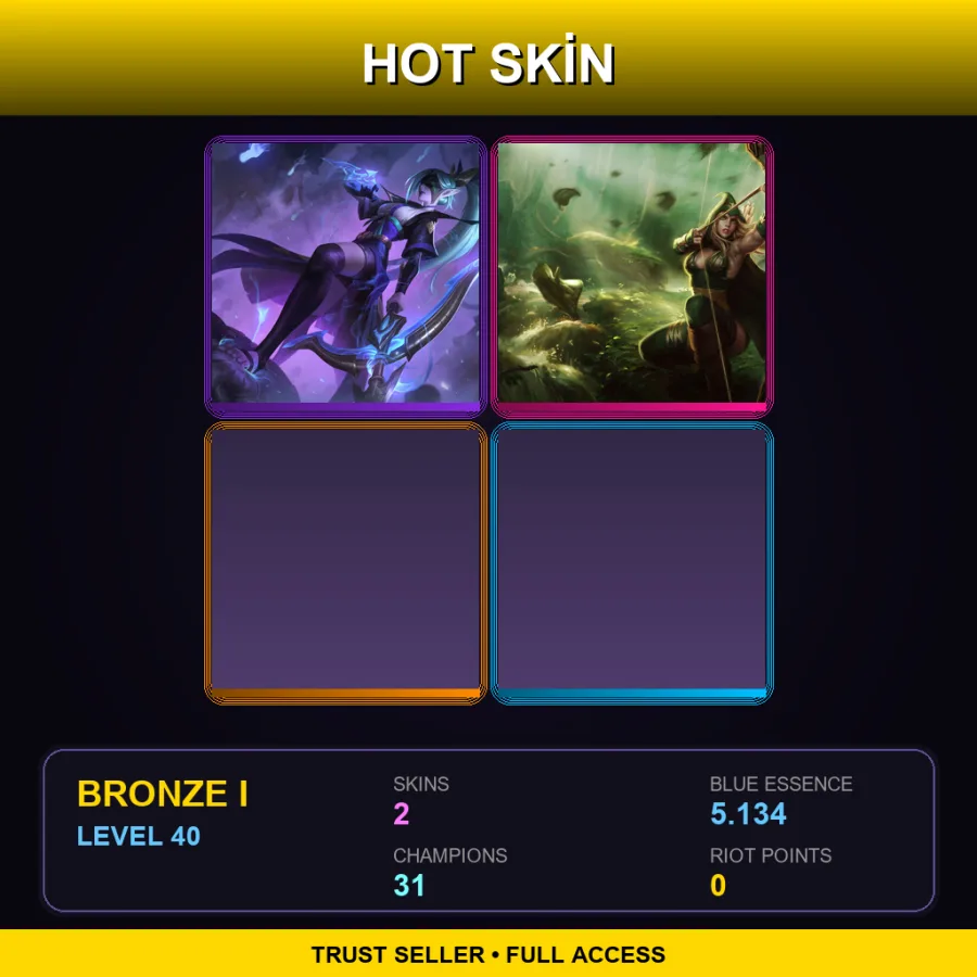 EUW | Lv40 | Bronze I | 2 Skin | 31 Champ