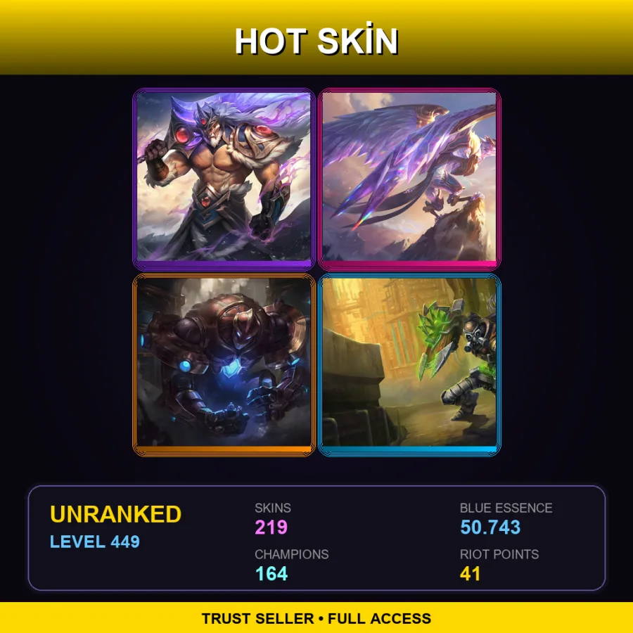 EUNE | Lv449 | Unranked | 219 Skin | 164 Champ