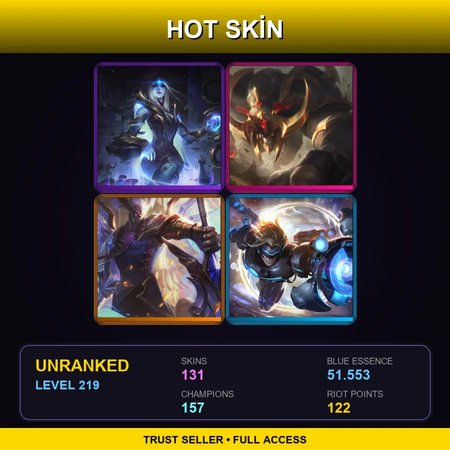 SG | Cosmic Queen Ashe | Conqueror Alistar | Victorious Aatrox | Pulsefire Ezreal | 131 Skin | 157 Champ | Lv219