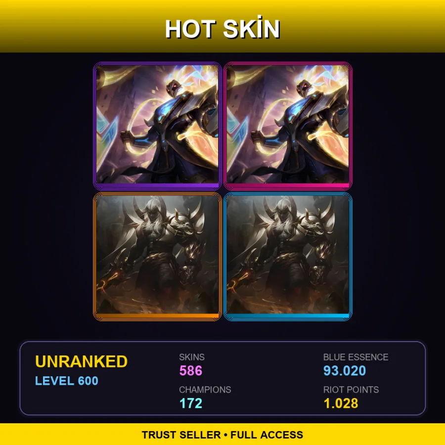 SG | Lv600 | Unranked | 586 Skin | 172 Champ — LoL account