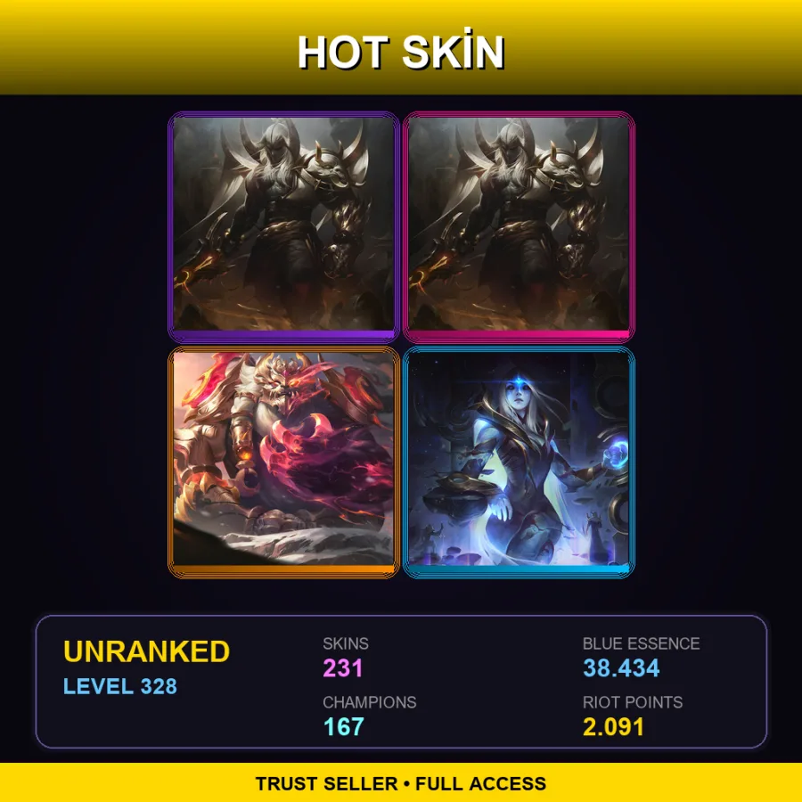 NA | Lv328 | Unranked | 231 Skin | 167 Champ — LoL account