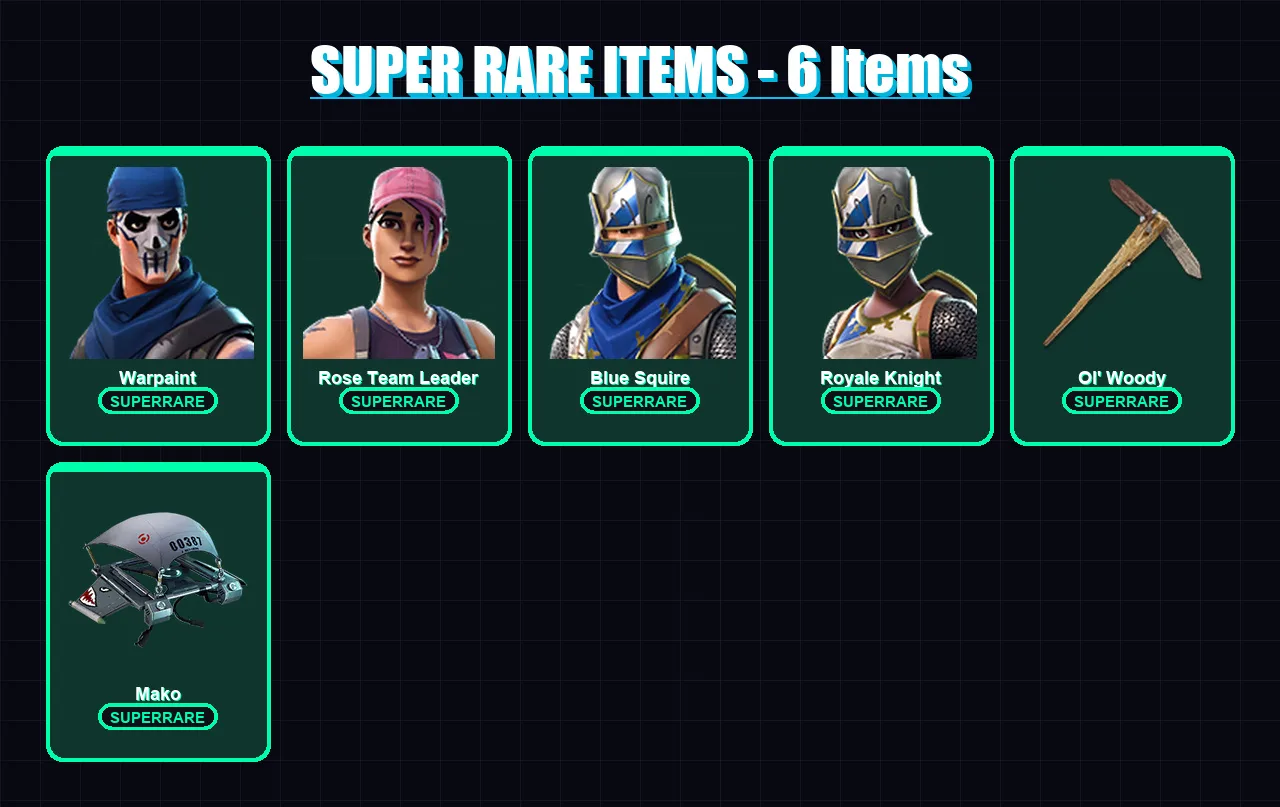 [PC/PSN] | Warpaint | Rose Team Leader | Blue Squire | Royale Knight | Polar Peely | 7 skin | 20 pickaxe | 21 emote | 19 glider | Lv328
