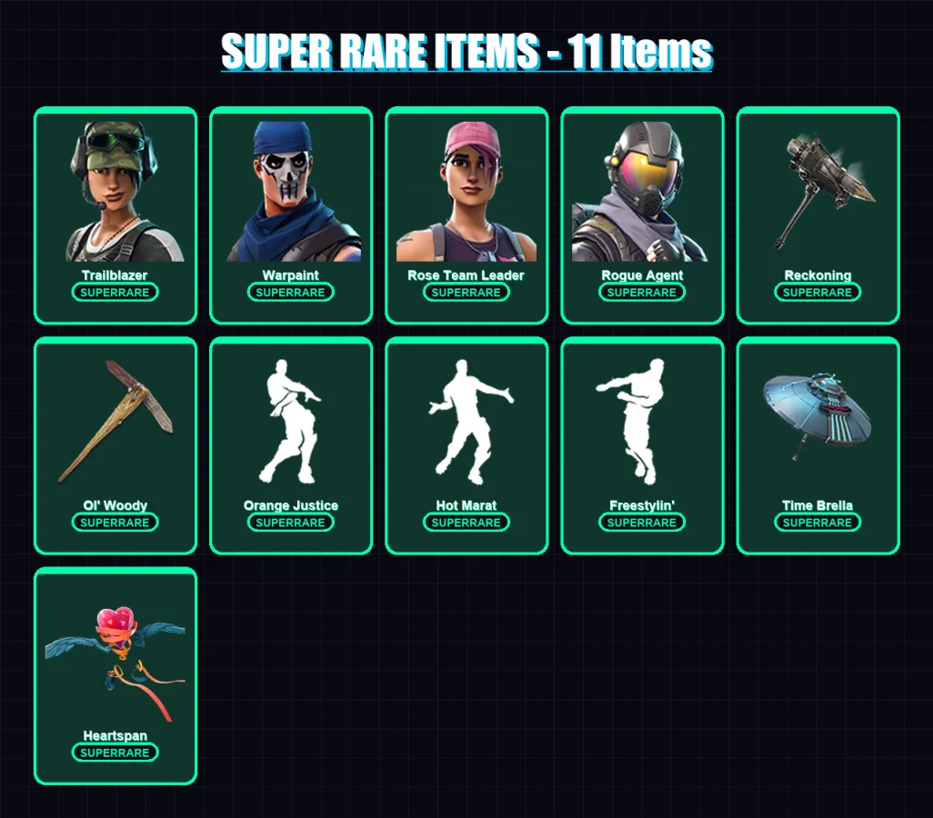 [PC/XBOX] | Trailblazer | Warpaint | Rose Team Leader | Rogue Agent | Mandalorian | 151 skin | 145 pickaxe | 121 emote | 137 glider | Lv1880