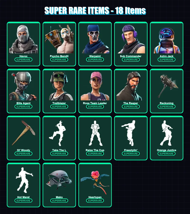 [PC/XBOX] | Havoc | Psycho Bandit | Warpaint | Sub Commander | Astro Jack | 284 skin | 248 pickaxe | 194 emote | 198 glider | Lv3270