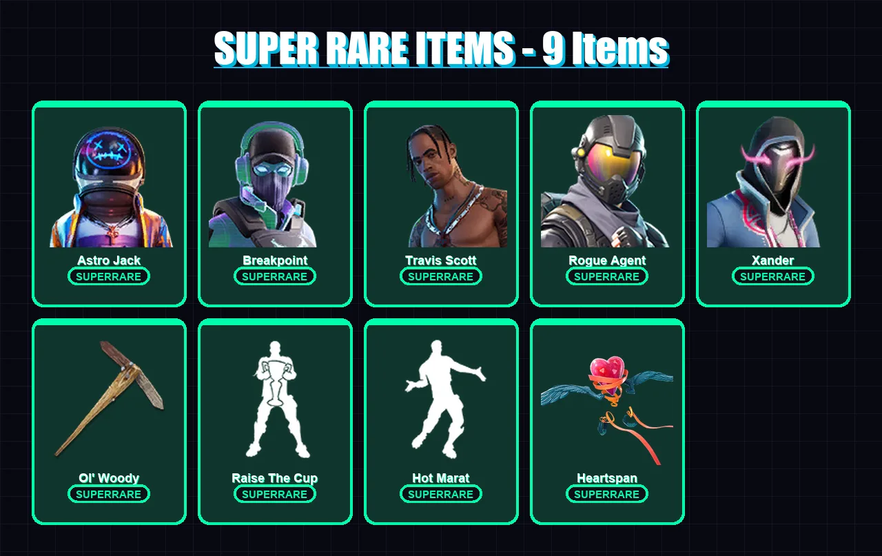 [PC/XBOX/PSN] | Astro Jack | Breakpoint | Travis Scott | Rogue Agent | Xander | 151 skin | 156 pickaxe | 162 emote | 111 glider | Lv1751