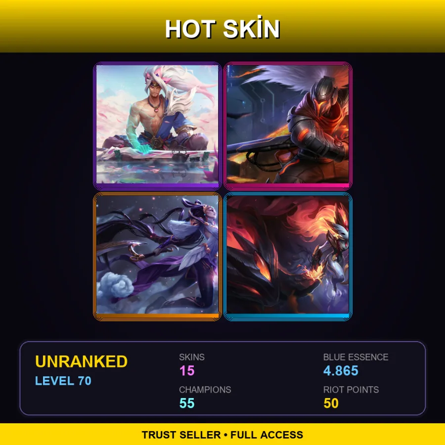 TR | Lv70 | Unranked | 15 Skin | 55 Champ — LoL account