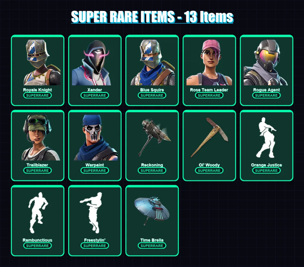 [PC/PSN] | Royale Knight | Xander | Blue Squire | Rose Team Leader | Rogue Agent | 26 skin | 49 pickaxe | 49 emote | 45 glider | Lv731