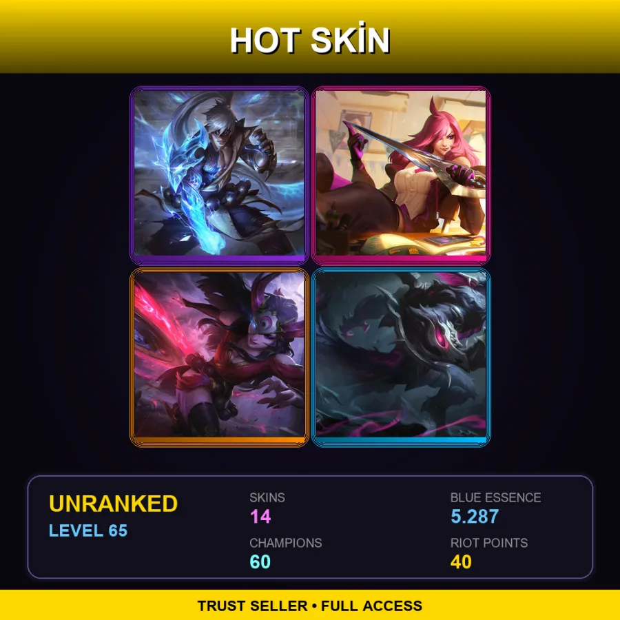 TR | Lv65 | Unranked | 14 Skin | 60 Champ