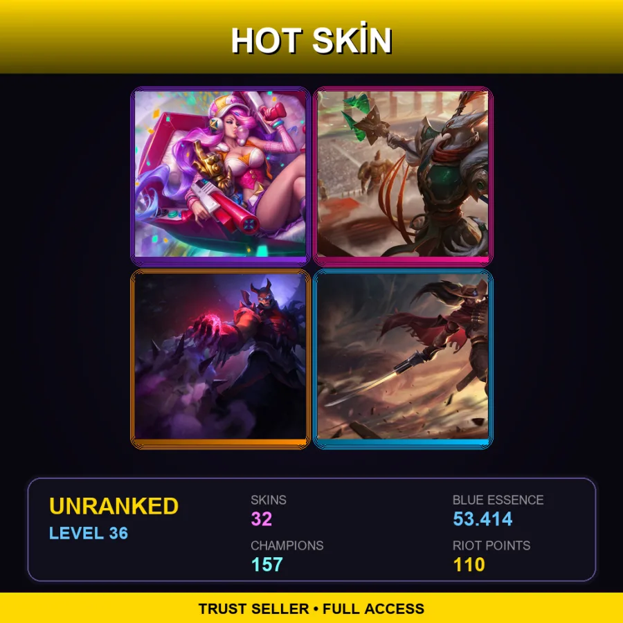 VN | Lv36 | Unranked | 32 Skin | 157 Champ