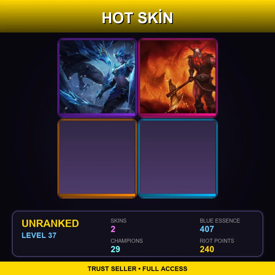 EUW | Ice Drake Shyvana | Forsaken Olaf | 2 Skin | 29 Champ | Lv37
