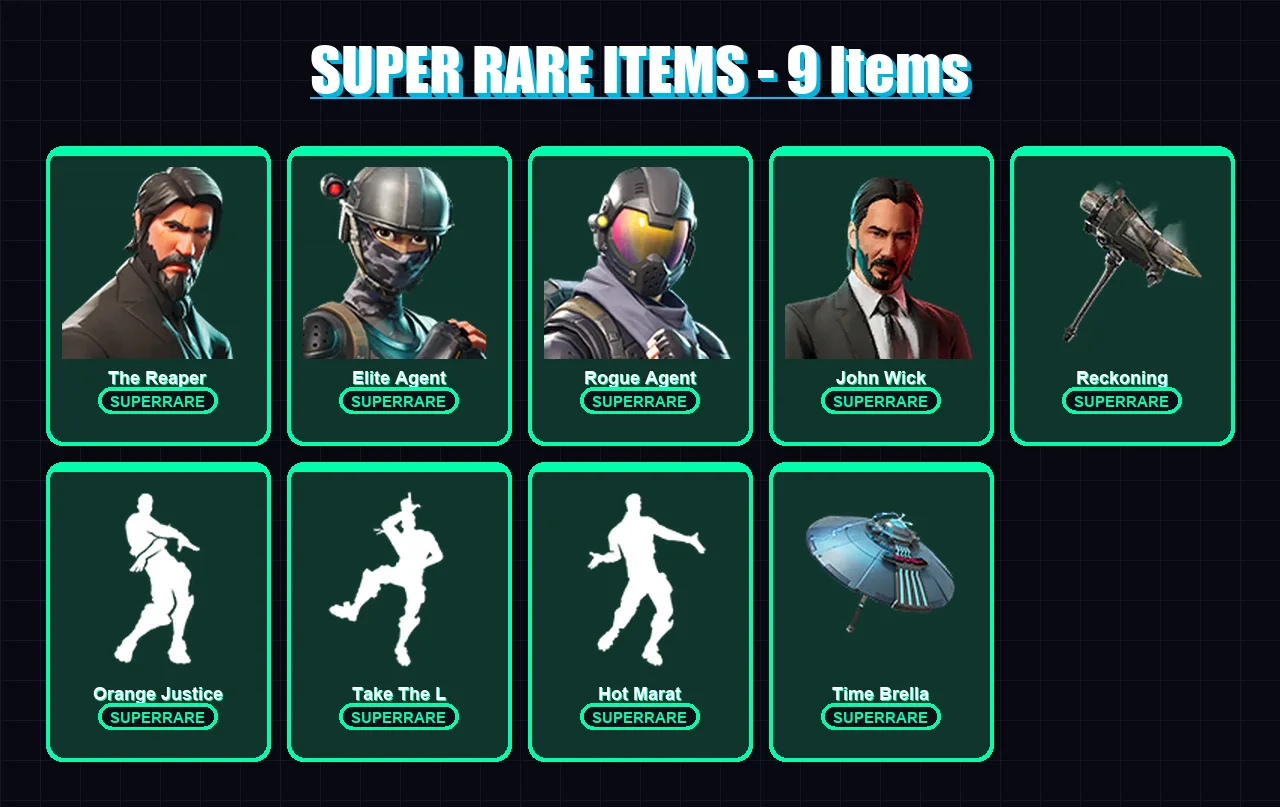 [PC/PSN] | The Reaper | Elite Agent | Rogue Agent | John Wick | Hime | 128 skin | 79 pickaxe | 117 emote | 74 glider | Lv929