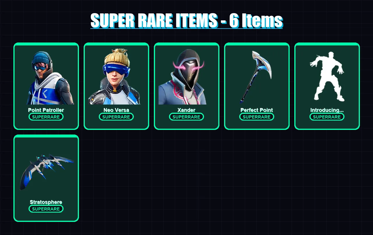 [PC] | Point Patroller | Neo Versa | Xander | Predator | Menace | 32 skin | 37 pickaxe | 44 emote | 40 glider | Lv870