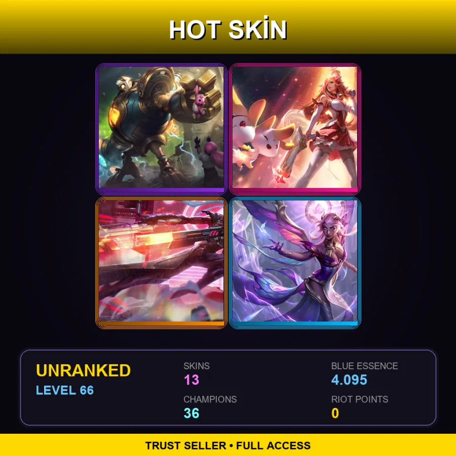 LAN | Lv66 | Unranked | 13 Skin | 36 Champ — LoL account