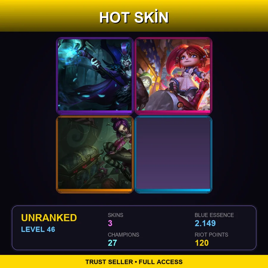 EUW | Lv46 | Unranked | 3 Skin | 27 Champ — LoL account
