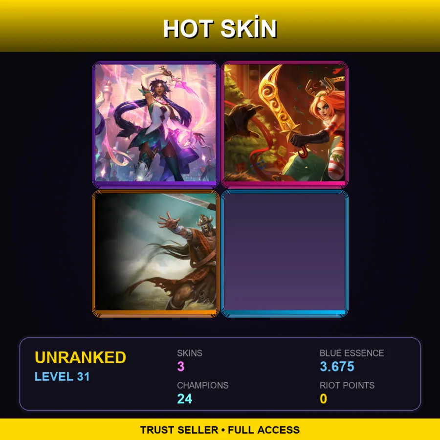 OCE | Lv31 | Unranked | 3 Skin | 24 Champ — LoL account